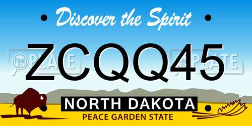ZCQQ45 North Dakota License Plate