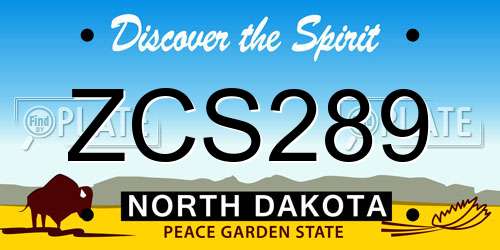ZCS289 North Dakota License Plate