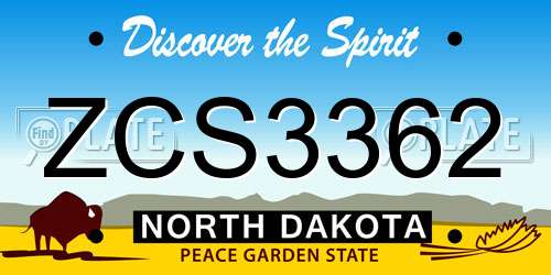 ZCS3362 North Dakota License Plate