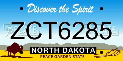 ZCT6285 North Dakota License Plate