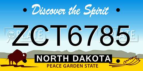 ZCT6785 North Dakota License Plate