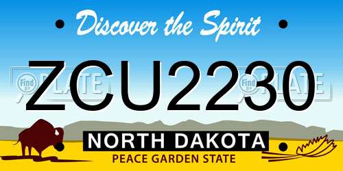 ZCU2230 North Dakota License Plate