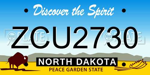 ZCU2730 North Dakota License Plate