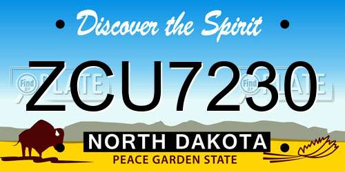 ZCU7230 North Dakota License Plate
