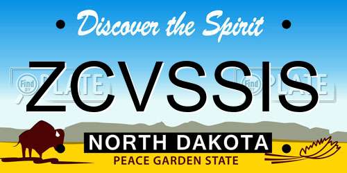 ZCVSSIS North Dakota License Plate