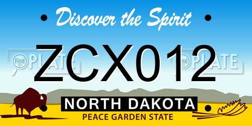 ZCX012 North Dakota License Plate
