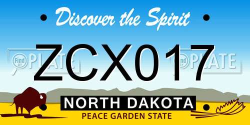 ZCX017 North Dakota License Plate