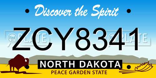 ZCY8341 North Dakota License Plate