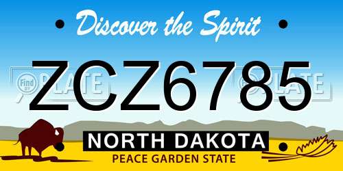 ZCZ6785 North Dakota License Plate