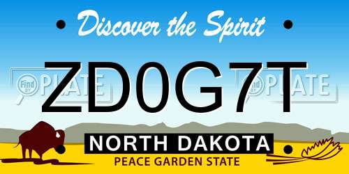 ZD0G7T North Dakota License Plate
