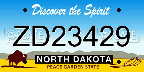 ZD23429 North Dakota License Plate