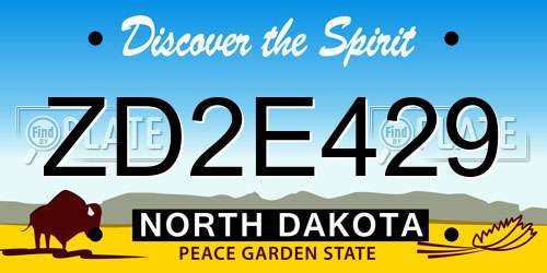 ZD2E429 North Dakota License Plate