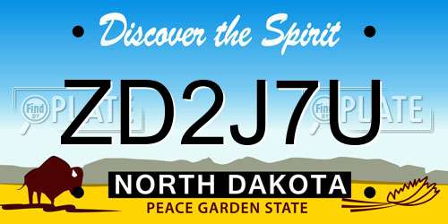 ZD2J7U North Dakota License Plate