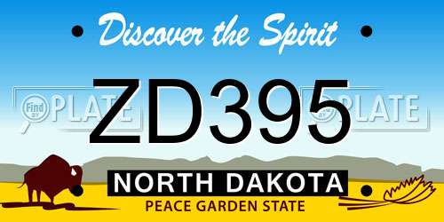 ZD395 North Dakota License Plate