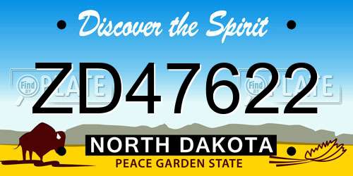ZD47622 North Dakota License Plate