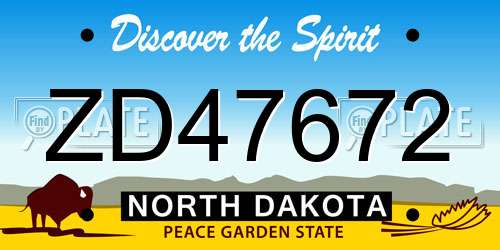 ZD47672 North Dakota License Plate