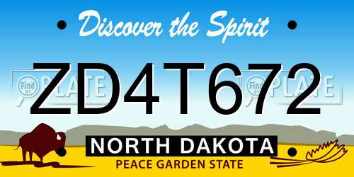 ZD4T672 North Dakota License Plate