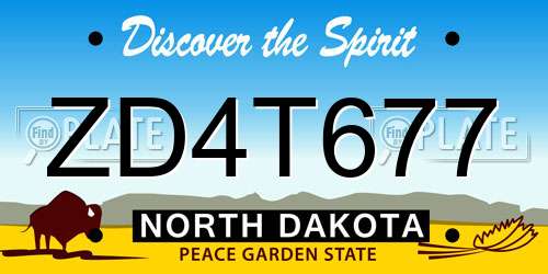 ZD4T677 North Dakota License Plate
