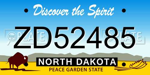 ZD52485 North Dakota License Plate