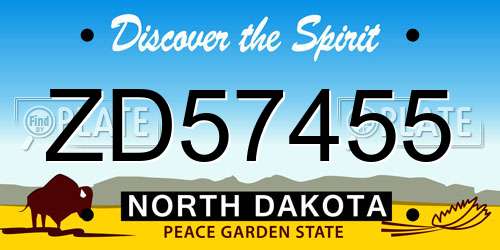 ZD57455 North Dakota License Plate