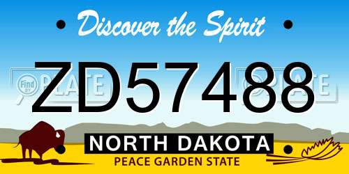 ZD57488 North Dakota License Plate