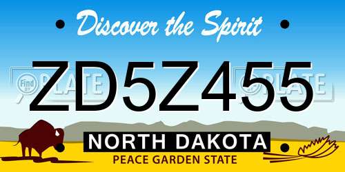 ZD5Z455 North Dakota License Plate