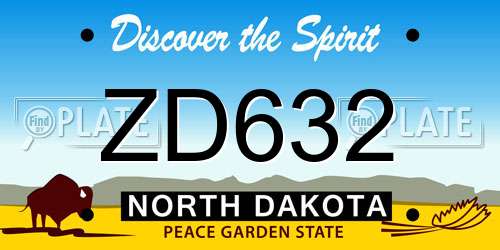 ZD632 North Dakota License Plate