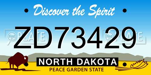 ZD73429 North Dakota License Plate