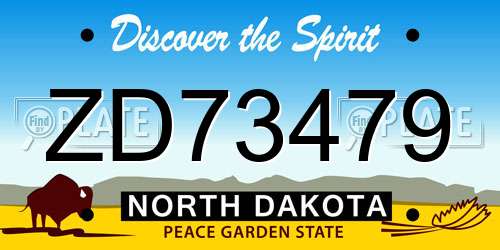 ZD73479 North Dakota License Plate