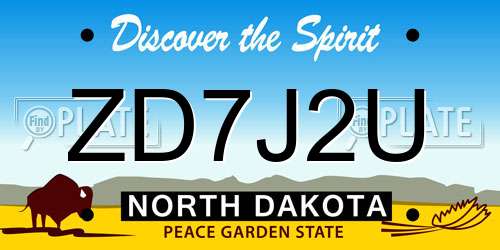 ZD7J2U North Dakota License Plate