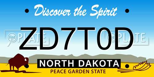 ZD7T0D North Dakota License Plate