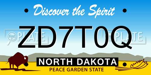 ZD7T0Q North Dakota License Plate