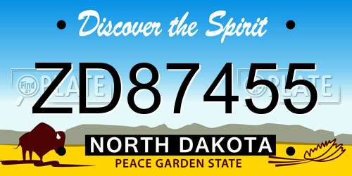 ZD87455 North Dakota License Plate