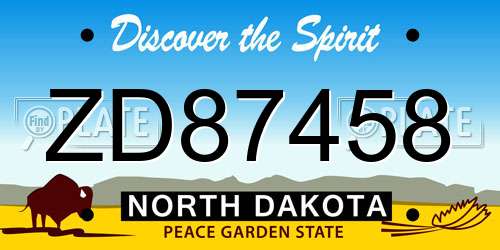 ZD87458 North Dakota License Plate