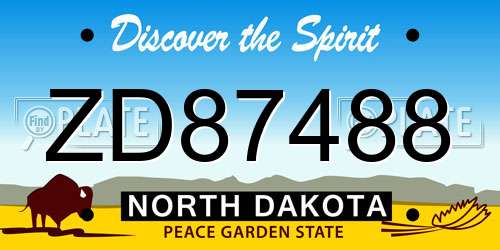 ZD87488 North Dakota License Plate
