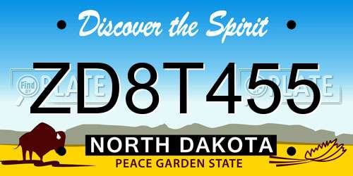 ZD8T455 North Dakota License Plate
