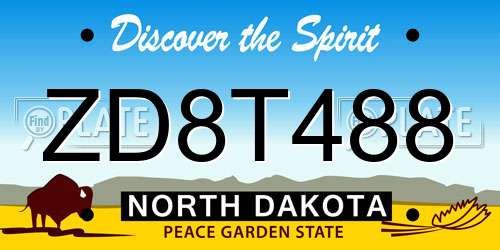 ZD8T488 North Dakota License Plate