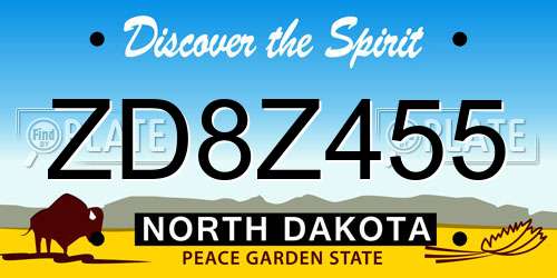 ZD8Z455 North Dakota License Plate