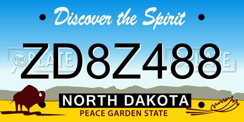 ZD8Z488 North Dakota License Plate