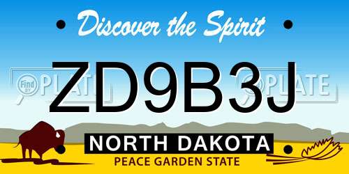 ZD9B3J North Dakota License Plate