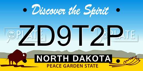 ZD9T2P North Dakota License Plate