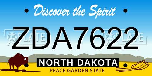 ZDA7622 North Dakota License Plate