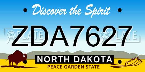 ZDA7627 North Dakota License Plate