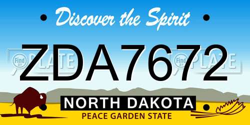 ZDA7672 North Dakota License Plate