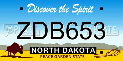 ZDB653 North Dakota License Plate