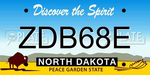ZDB68E North Dakota License Plate