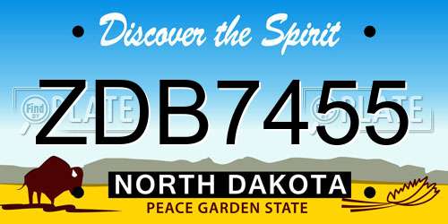 ZDB7455 North Dakota License Plate