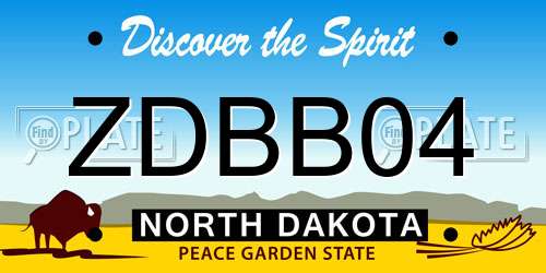 ZDBB04 North Dakota License Plate