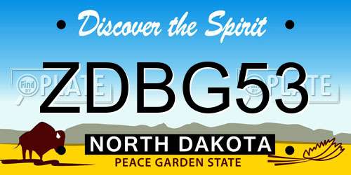 ZDBG53 North Dakota License Plate