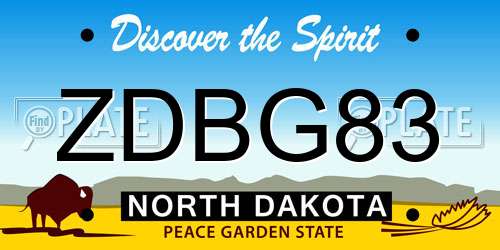 ZDBG83 North Dakota License Plate